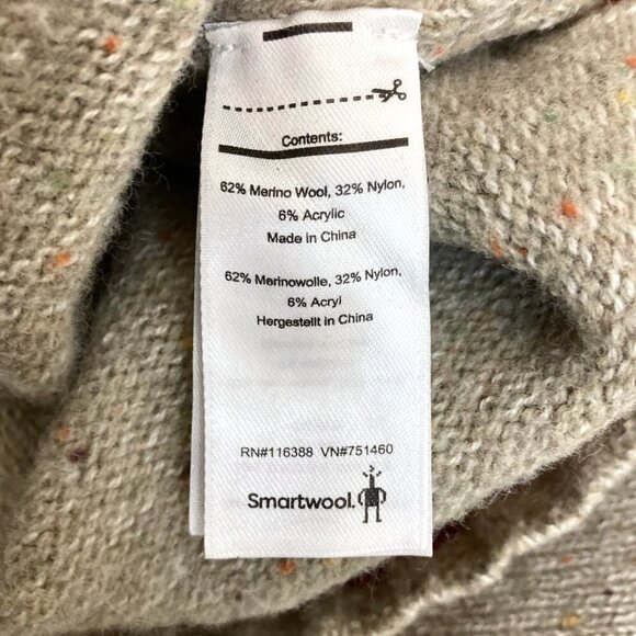 SMARTWOOL The Larimer V-Neck Merino Wool Sweater in Oatmeal Heather - Picture 8 of 9